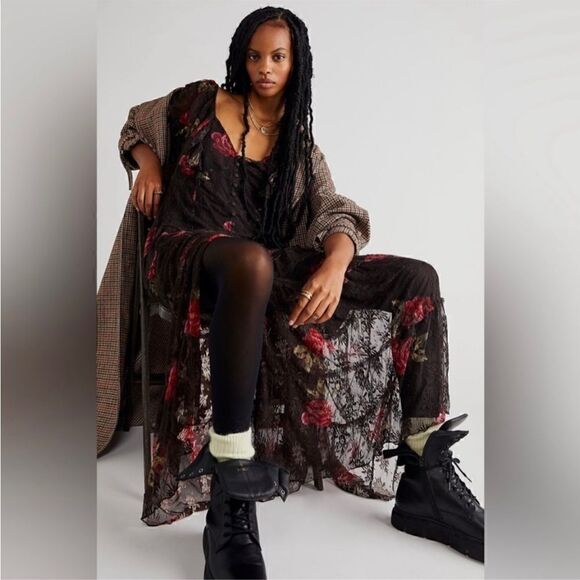 Free People Hollis Maxi Dress Coca Cola Combo Size M - Picture 3 of 7